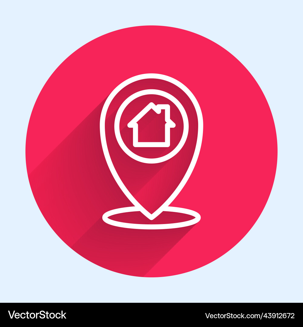 White line map pointer with house icon isolated White line map pointer with house icon isolated vector image