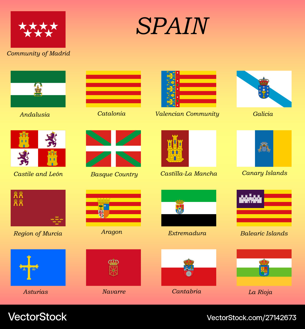 All flags spain regions All flags spain regions vector image