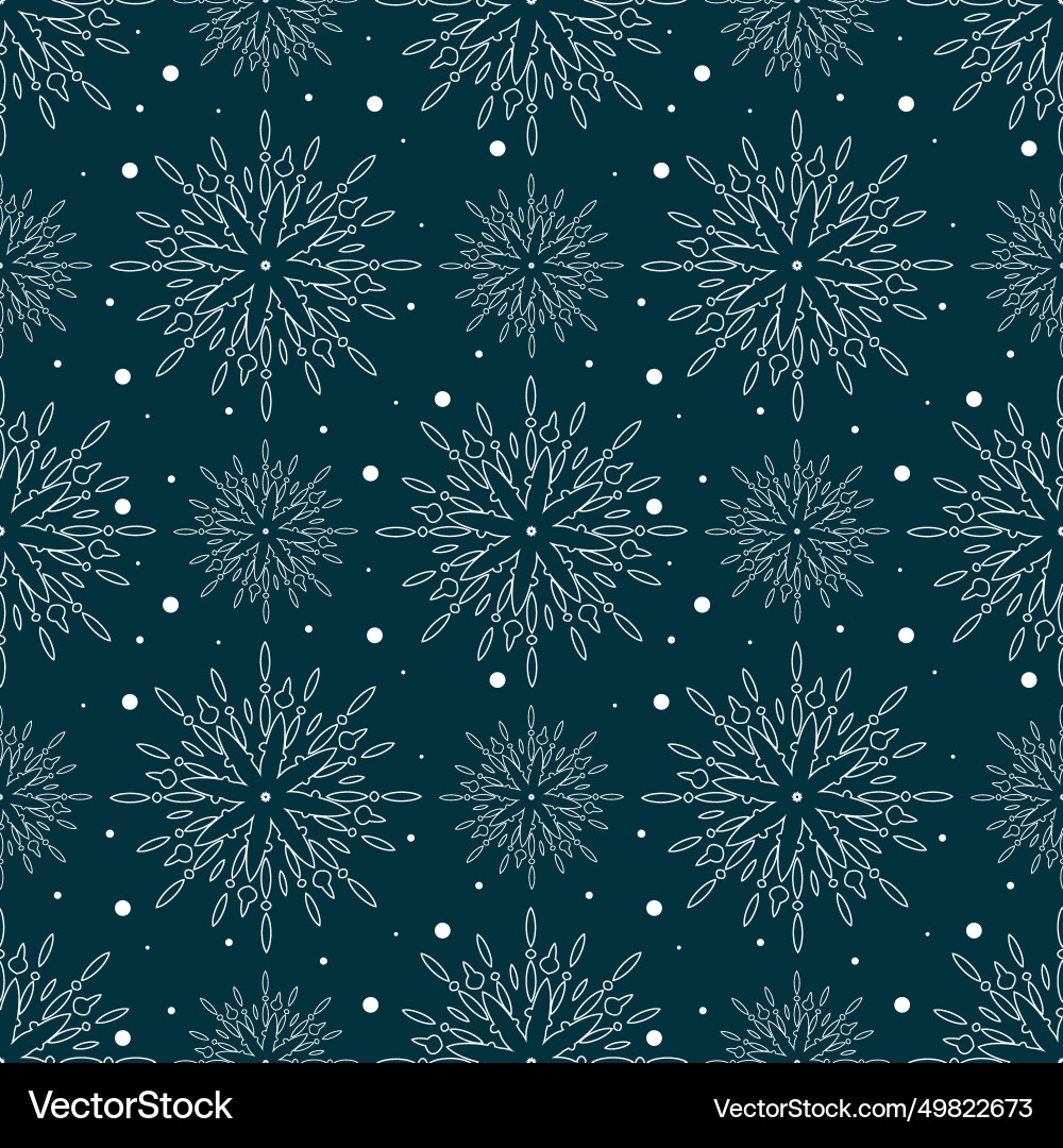 Beautiful snowflake patterns and endless snowfall Beautiful snowflake patterns and endless snowfall Vector Image