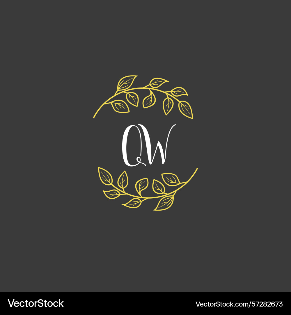 Botanical monogram logos with initial qw Vector Image