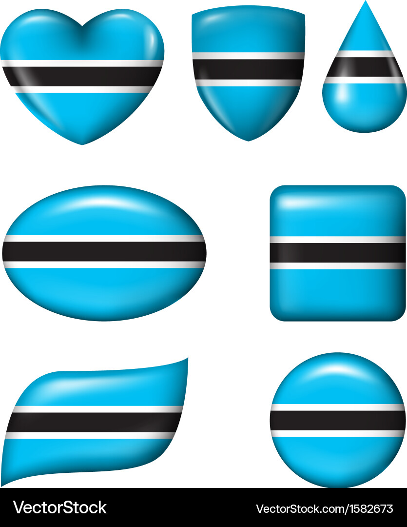 Botswana Flag Buttons - Glossy Collection vector image