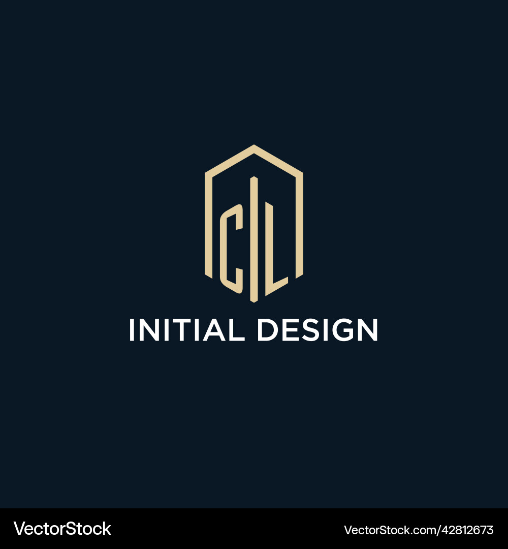 Cl initial monogram logo with hexagonal shape Cl initial monogram logo with hexagonal shape Vector Image