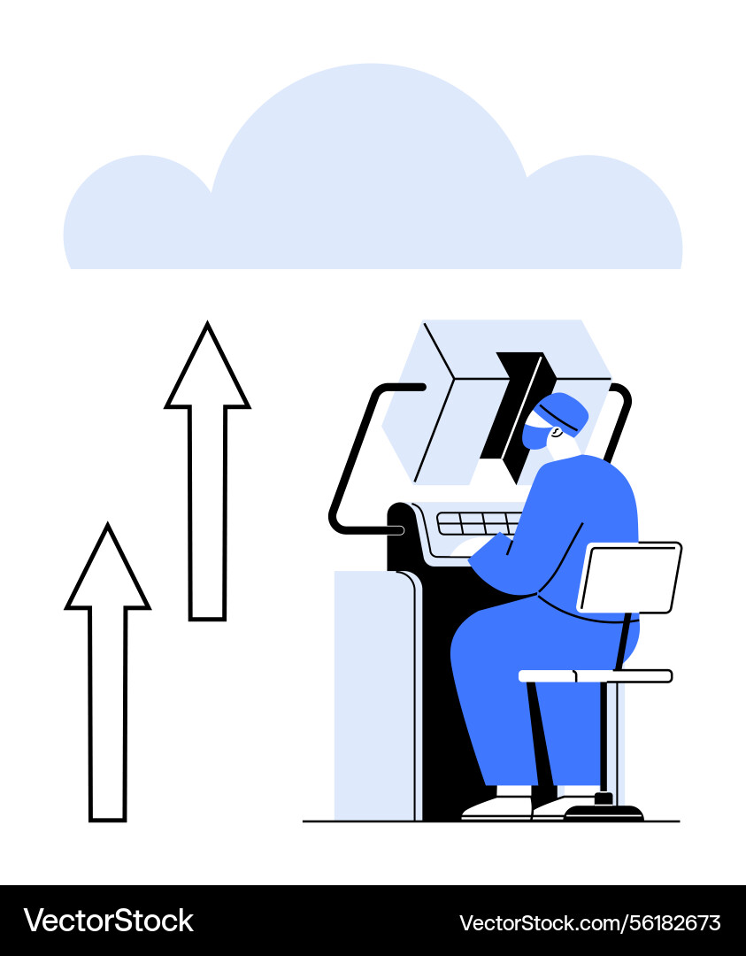 Cloud data upload by it professional in modern Cloud data upload by it professional in modern Vector Image