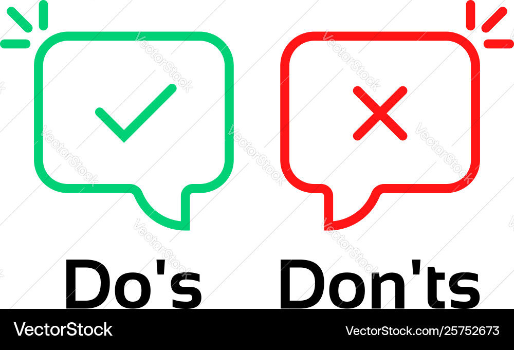 Do's and Don'ts - Simple Bubble Icons Vector Image