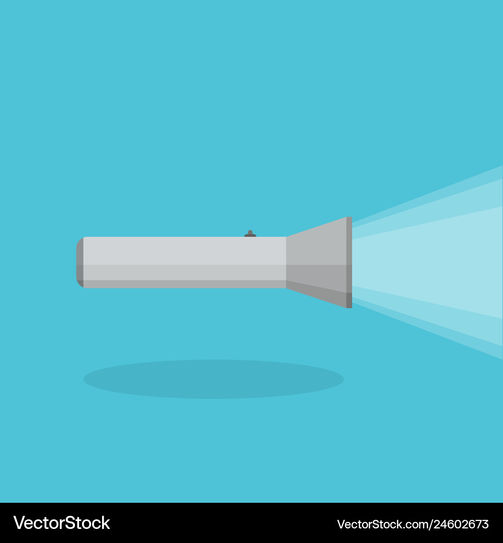 Flashlight icon and illuminating the way Flashlight icon and illuminating the way vector image