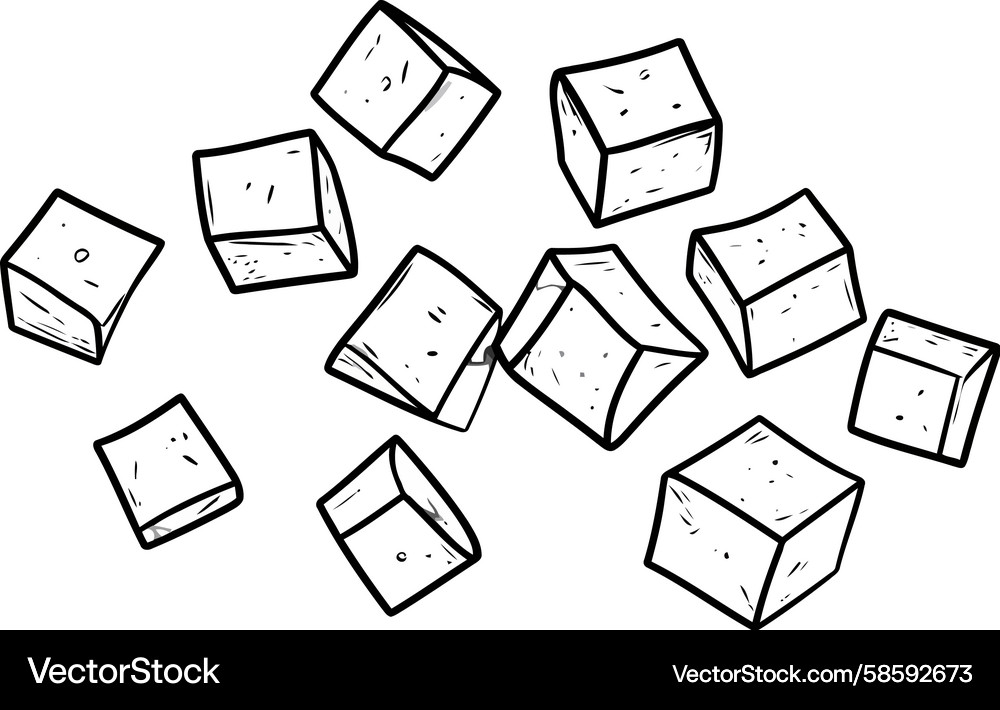 Floating Cubes Sketch Vector Image