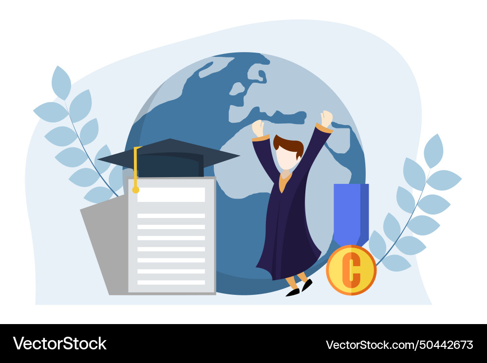 Graduation flat design Royalty Free Vector Image