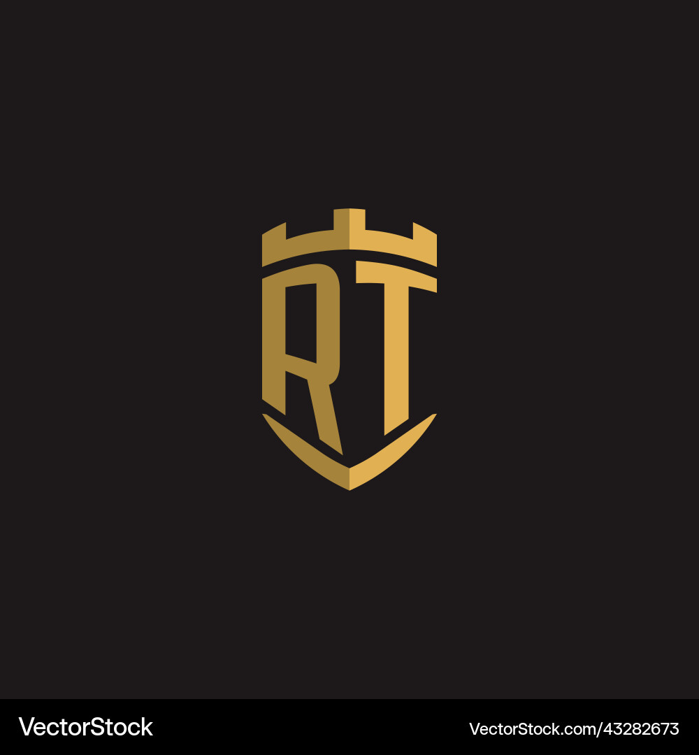Initials rt logo monogram with shield style design Initials rt logo monogram with shield style design Vector Image