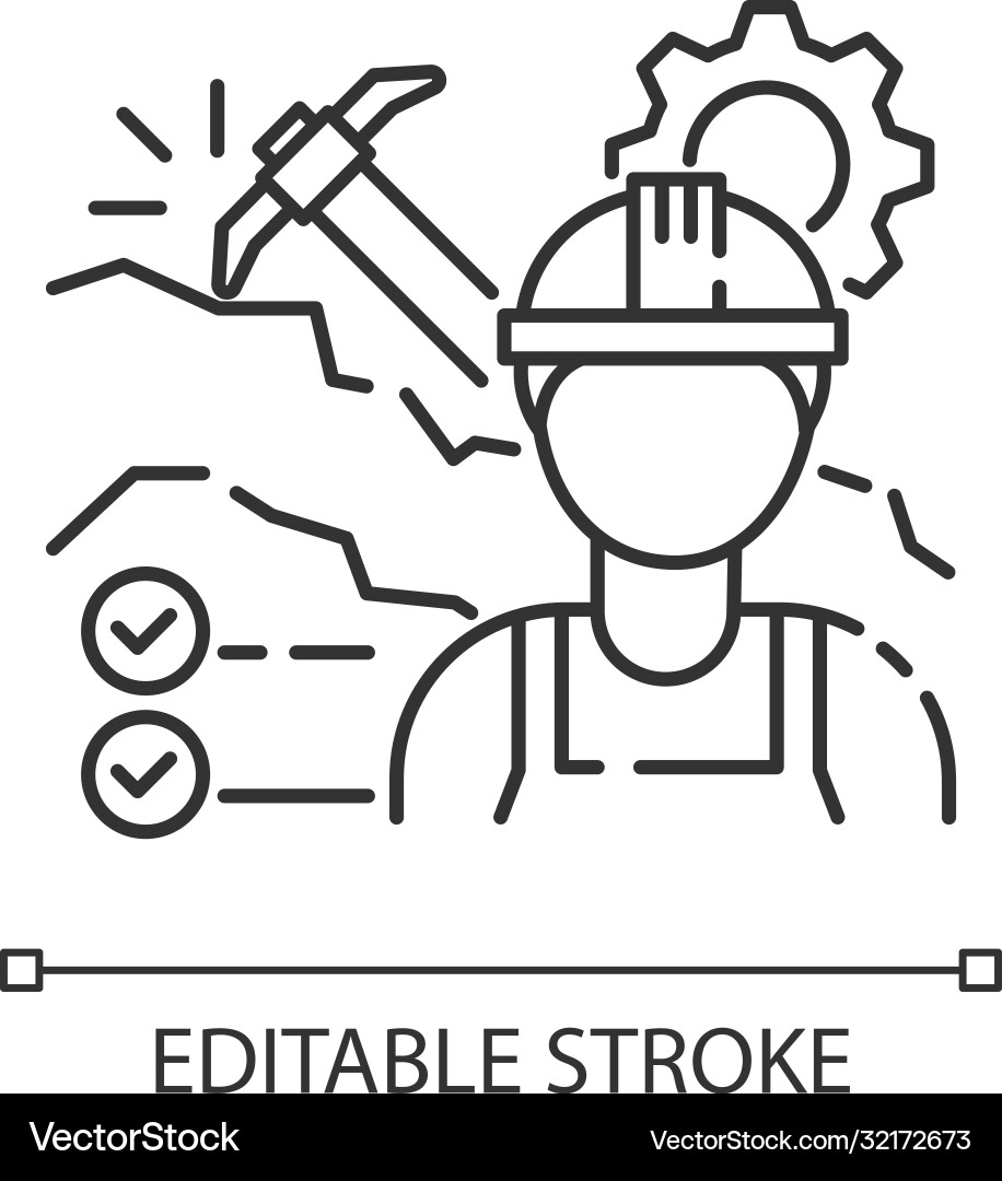 Mining Engineer Icon - Linear Style vector image