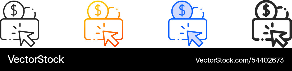 Pay per click iconthin linear gradient blue Vector Image