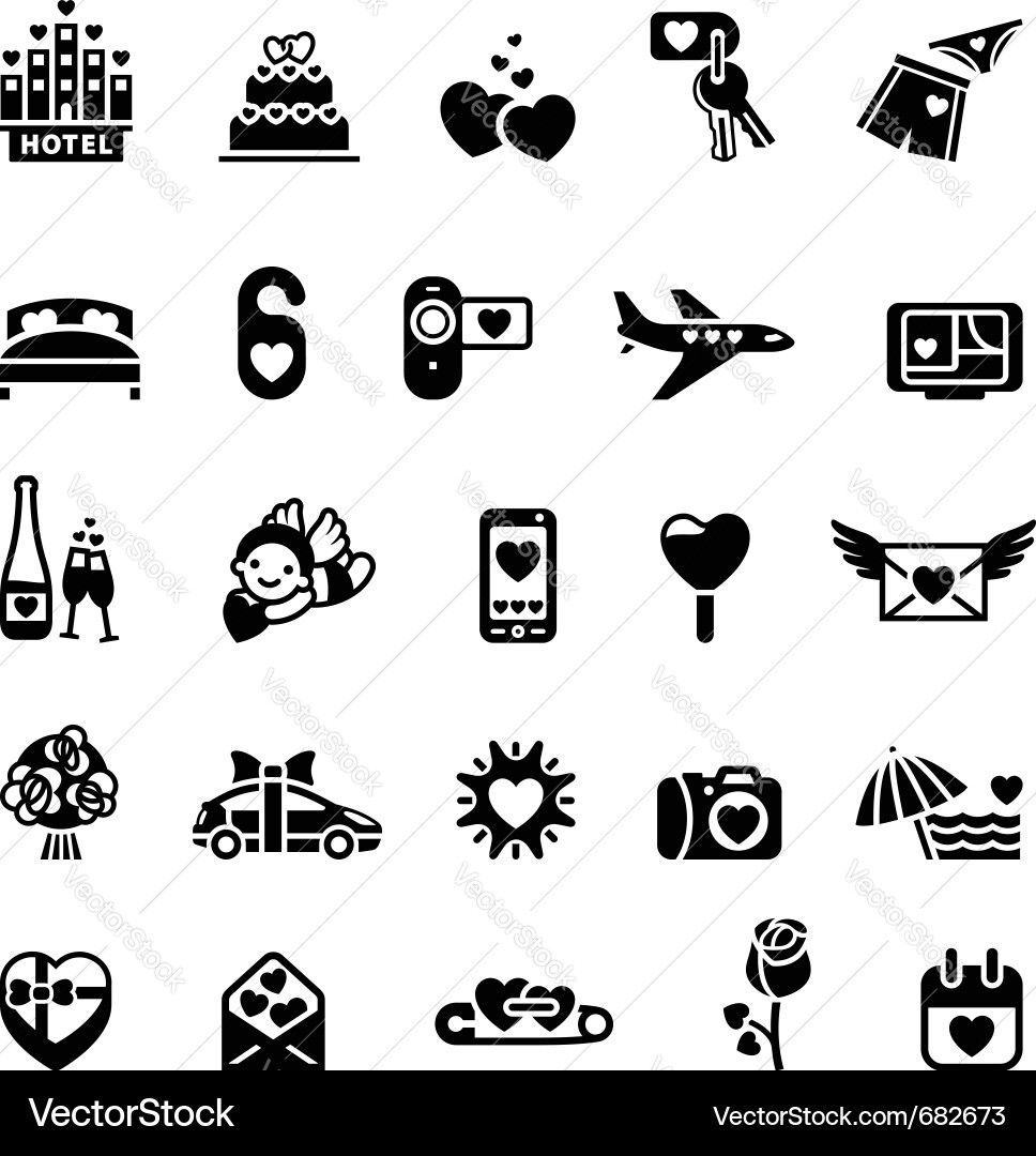 Romantische Liebe Icon Set Vektorbild