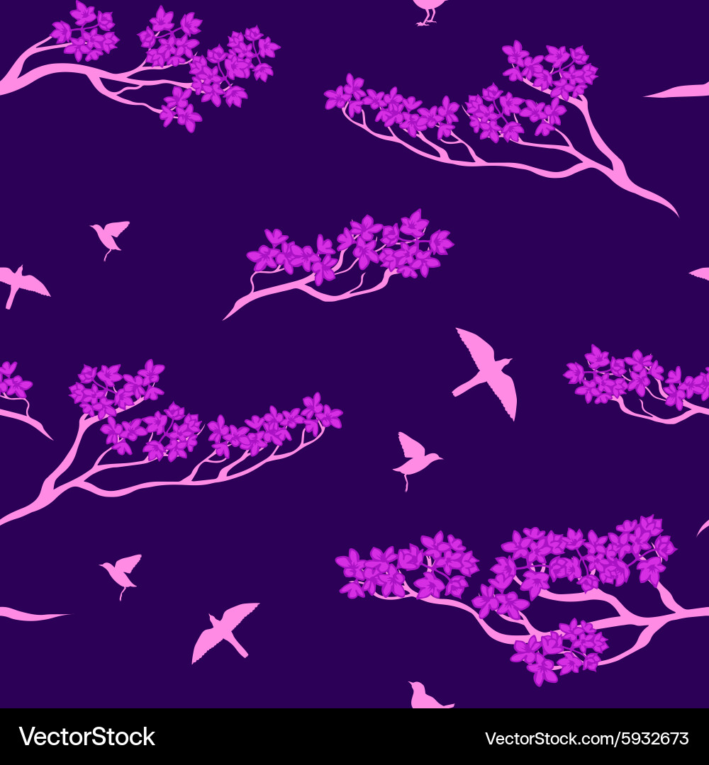 Seamless pattern of sakura tree vector image