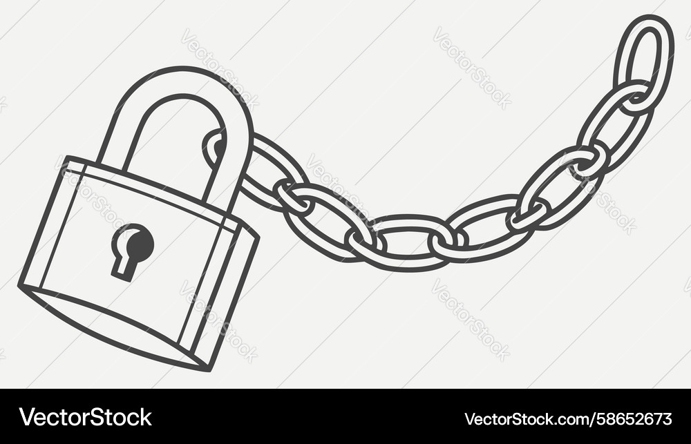 Secure Padlock with Chain Vector Image