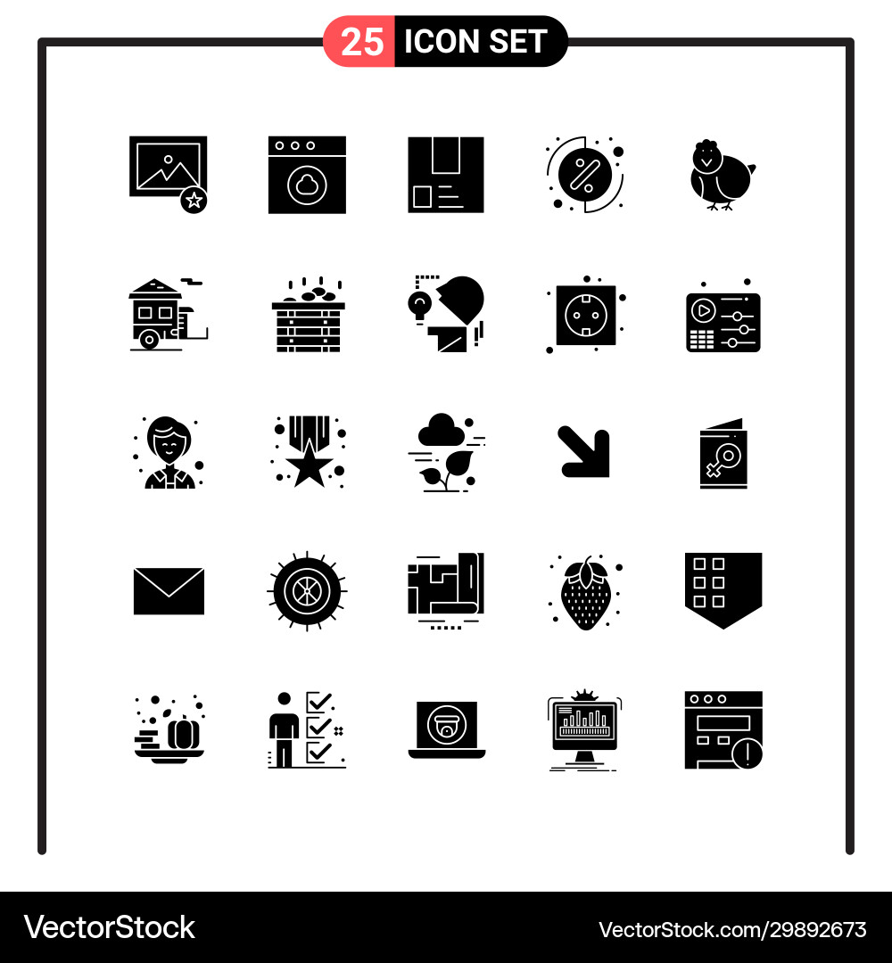 Set 25 solid style icons for web and mobile Vector Image