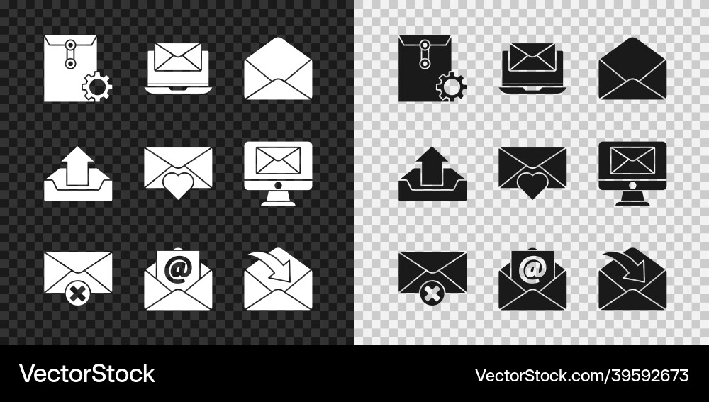Set envelope setting laptop with delete Set envelope setting laptop with delete vector image