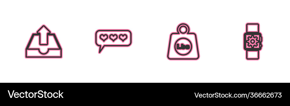 Set line upload inbox weight pounds like Set line upload inbox weight pounds like vector image