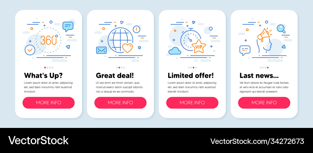 Set technology icons such as vip timer 360 Set technology icons such as vip timer 360 vector image