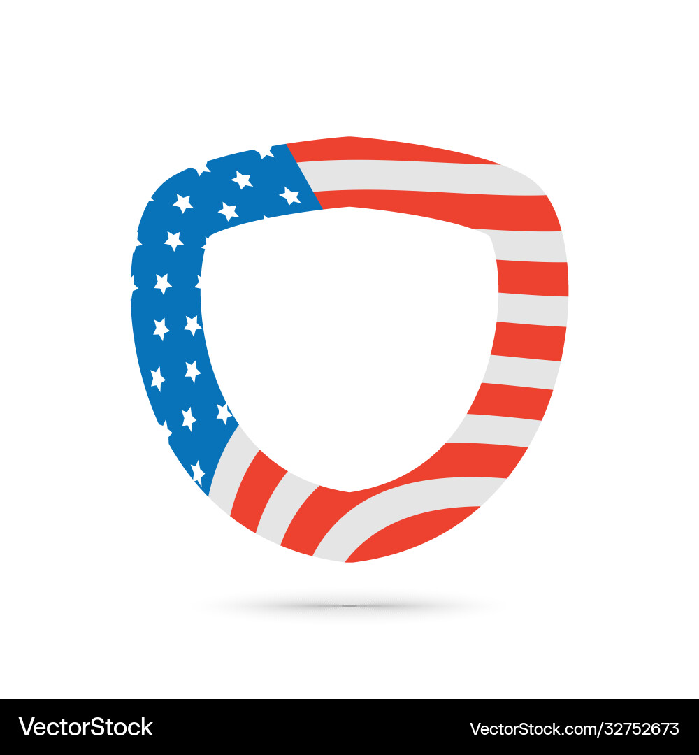 Shield with usa flag shadow Vector Image