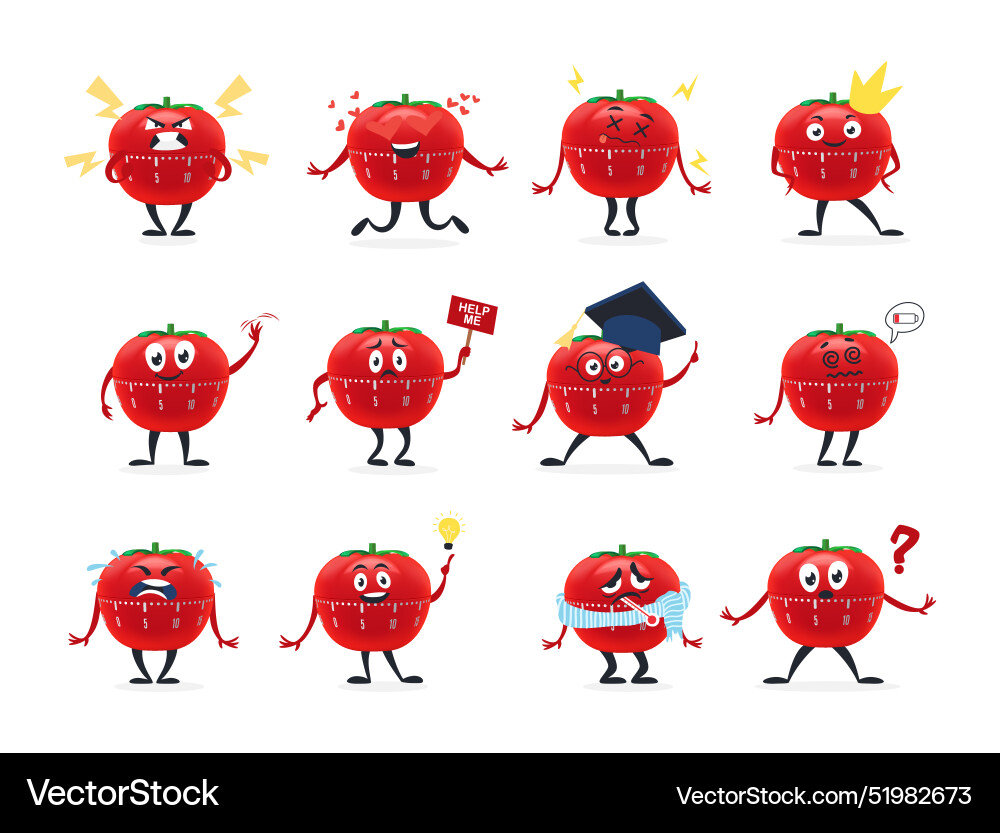 Tomato Timer Character - Time Management Vector Image
