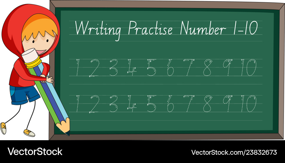 Write practise number to ten Write practise number to ten vector image
