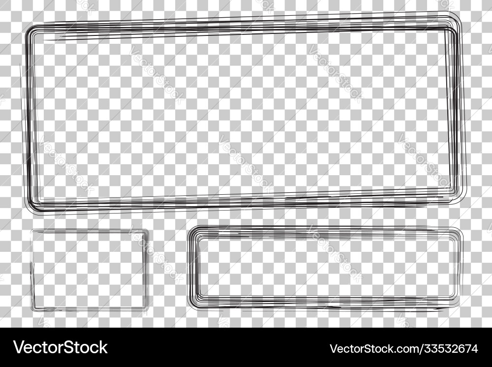 3 hand draw sketch rectangle frame from multiple vector image