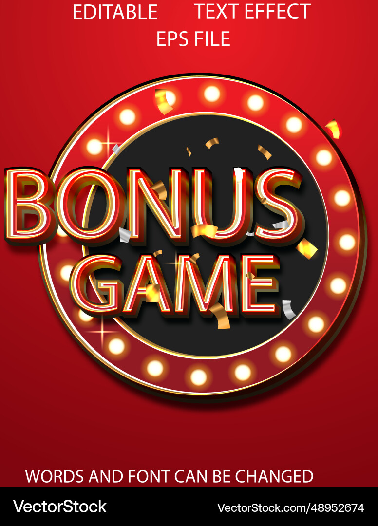 Bonus game text effect font editable typography Bonus game text effect font editable typography vector image
