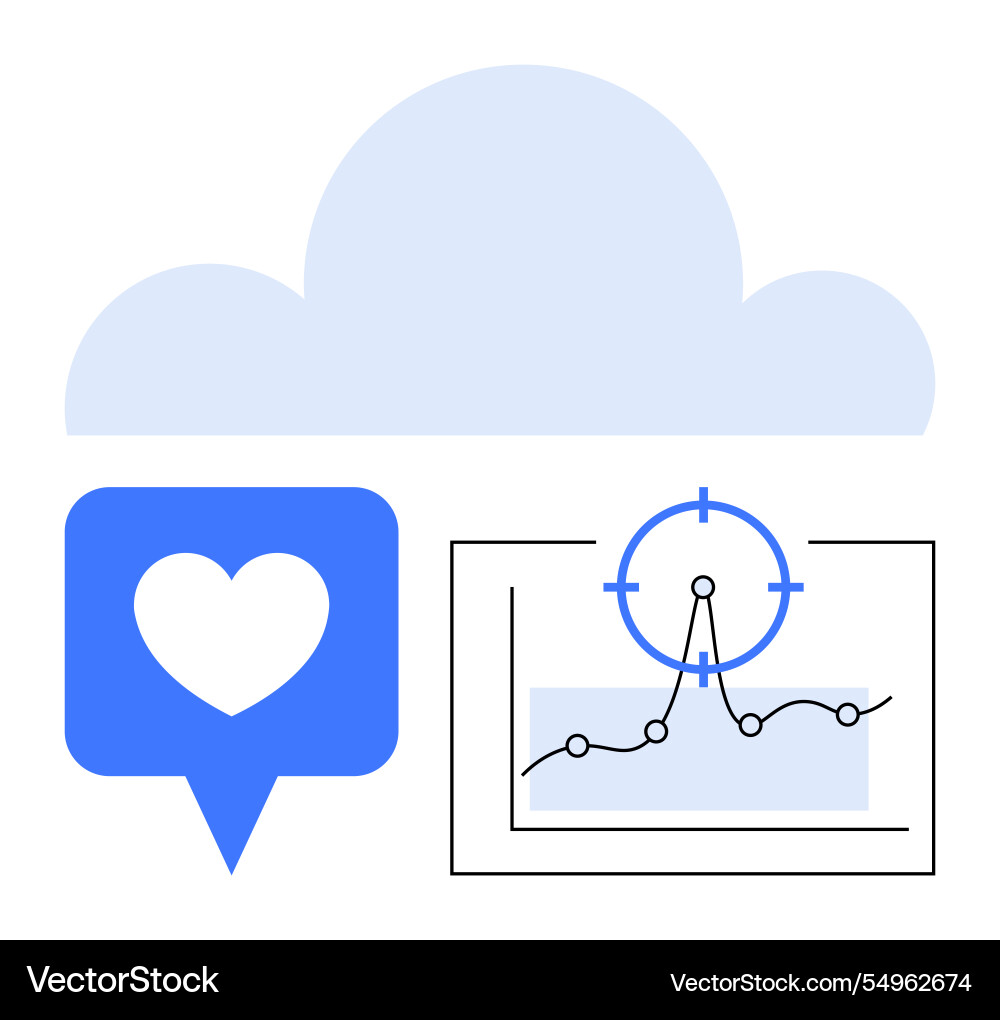 Cloud storage with data analytics and digital vector image