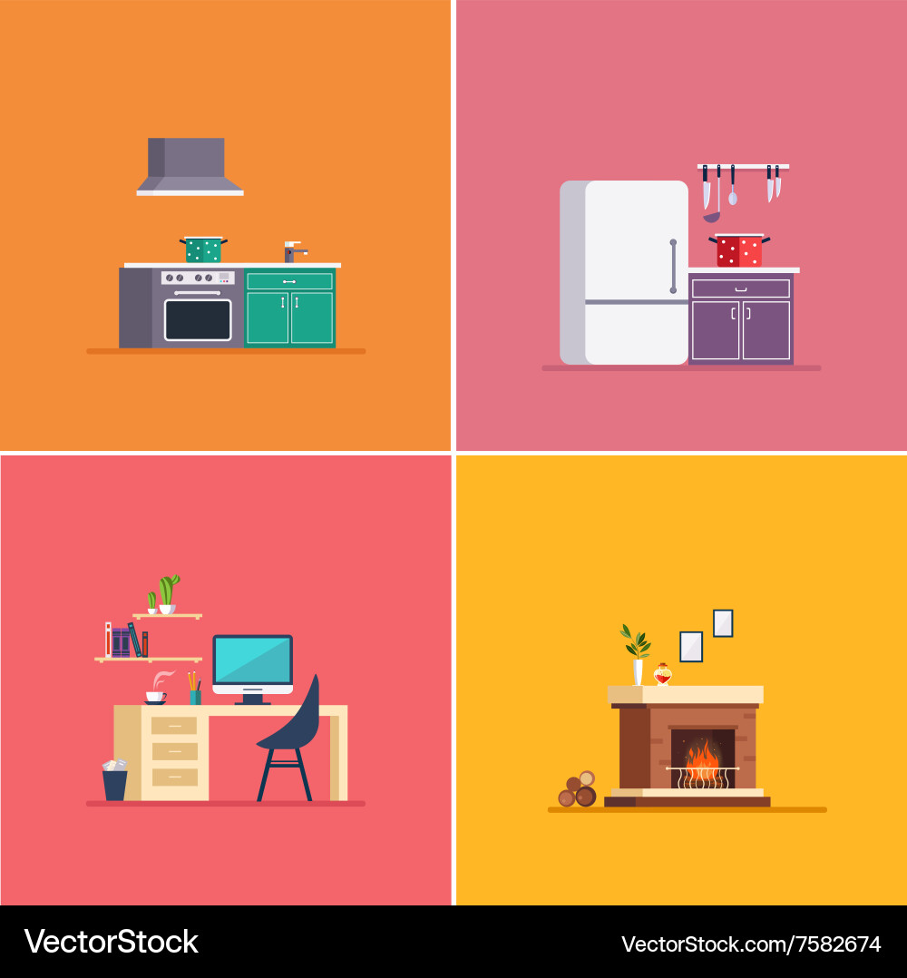 Interiors type set Royalty Free Vector Image - VectorStock