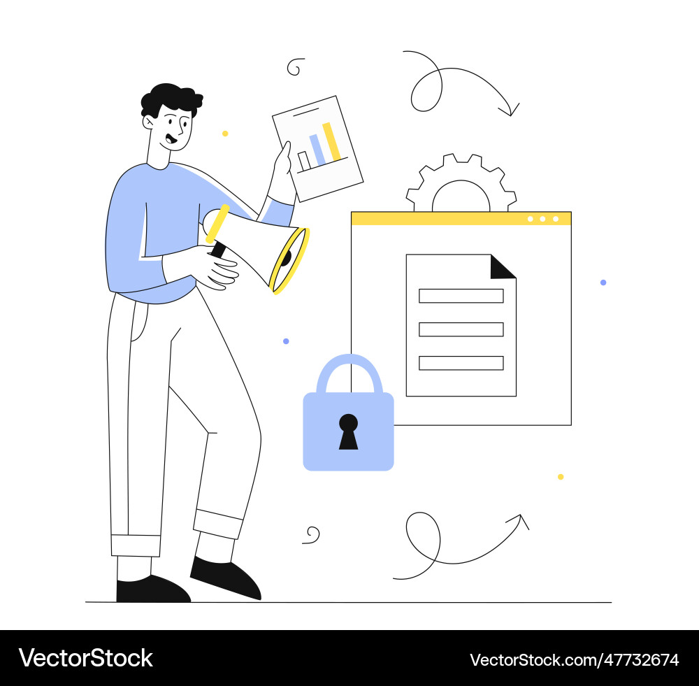 Man with data security line concept Man with data security line concept vector image