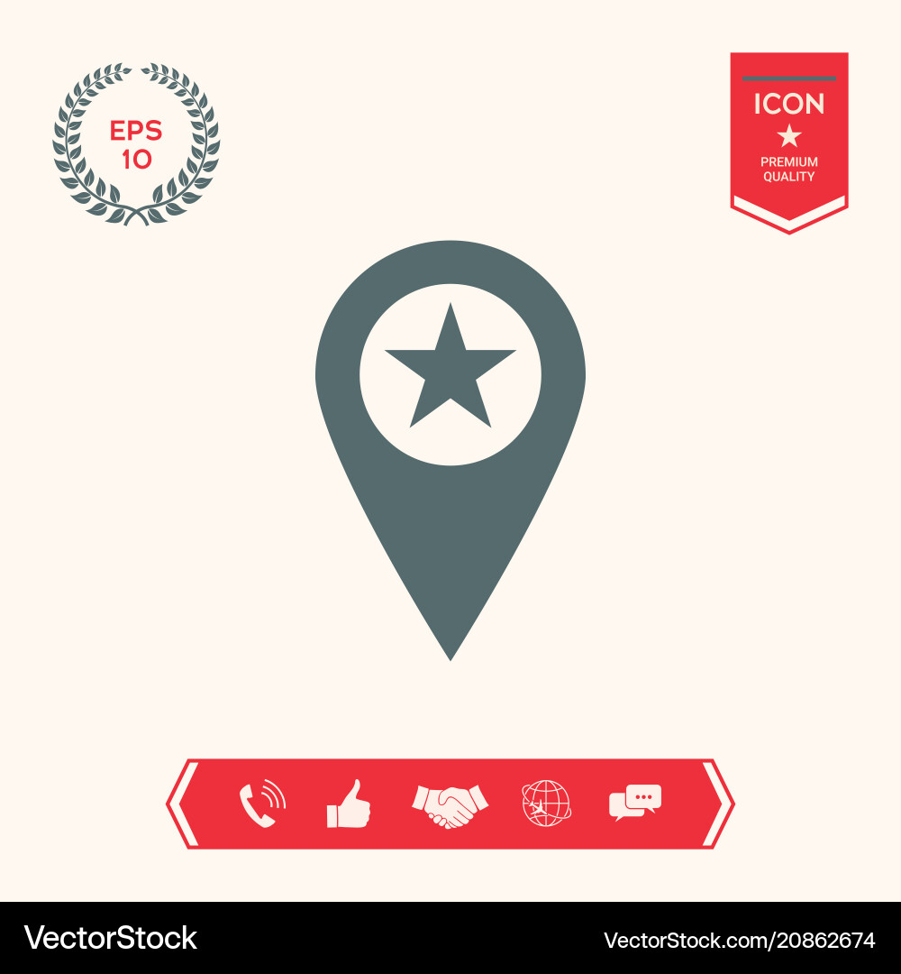 Map pointer with star Map pointer with star vector image