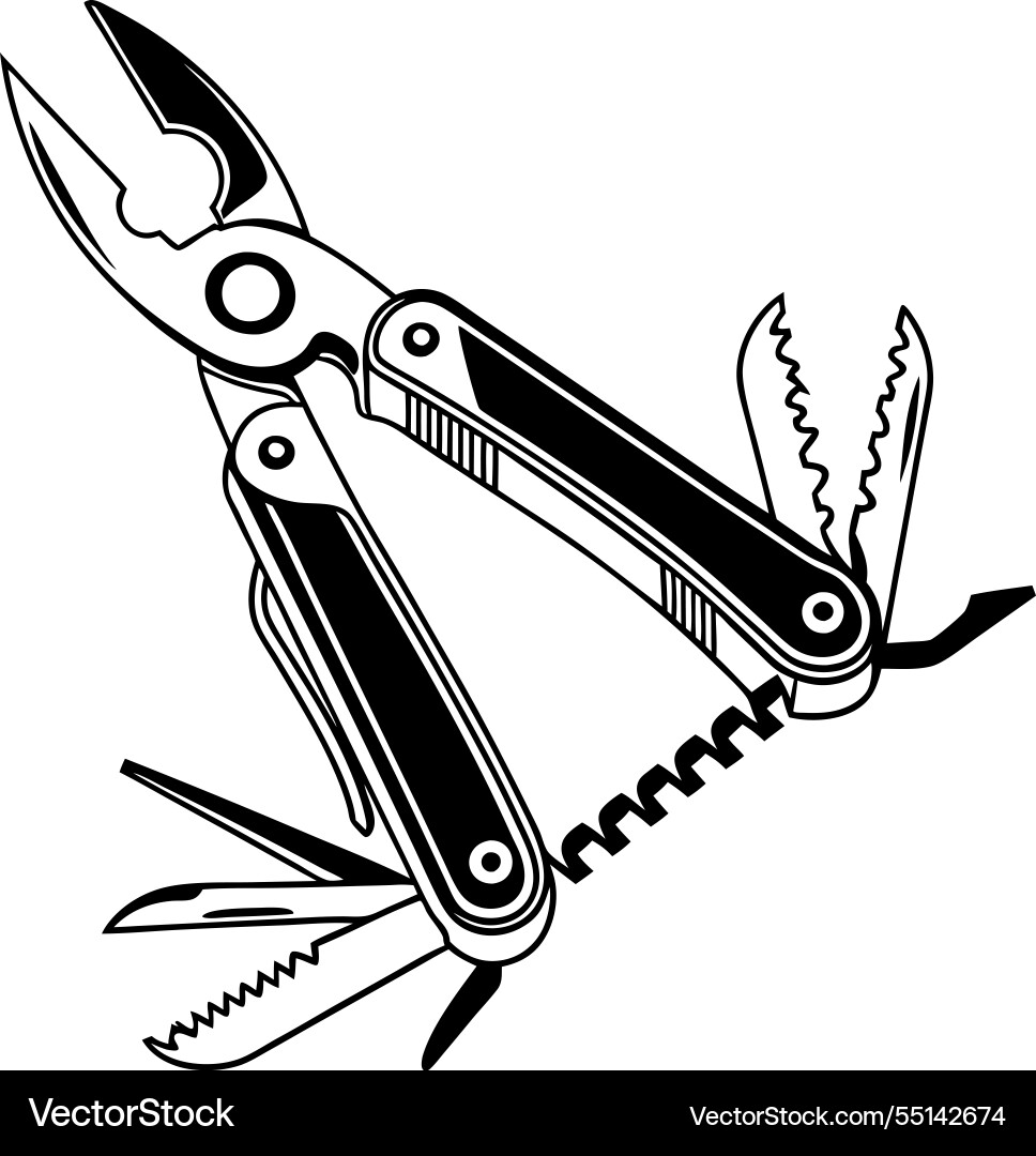 Multi-tool master - a compact multi-purpose tool Vector Image