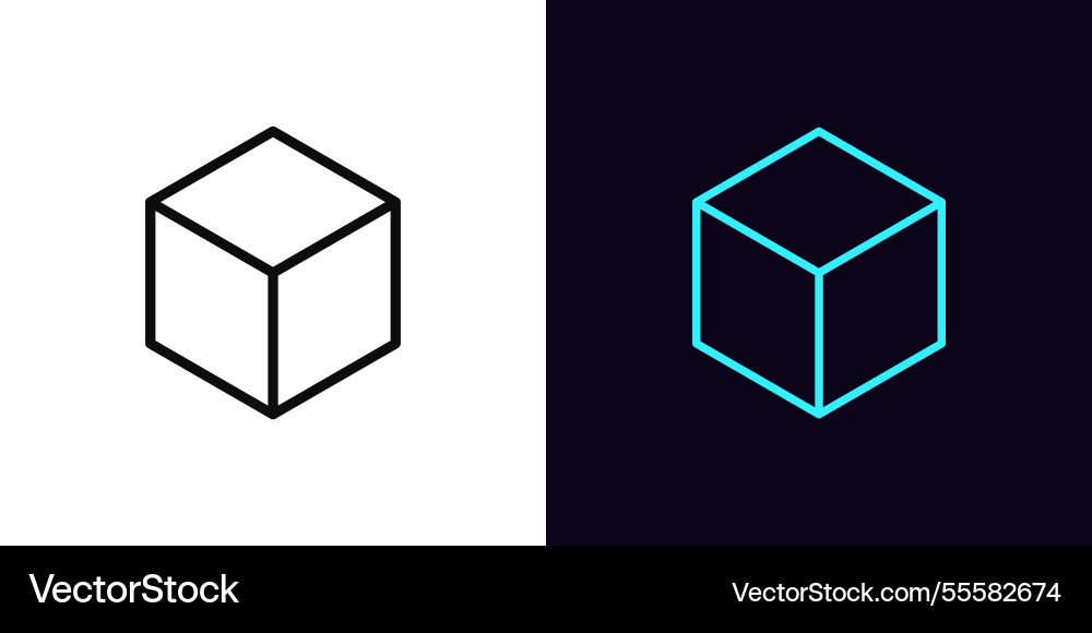Outline cube icon with editable stroke isometric Vector Image