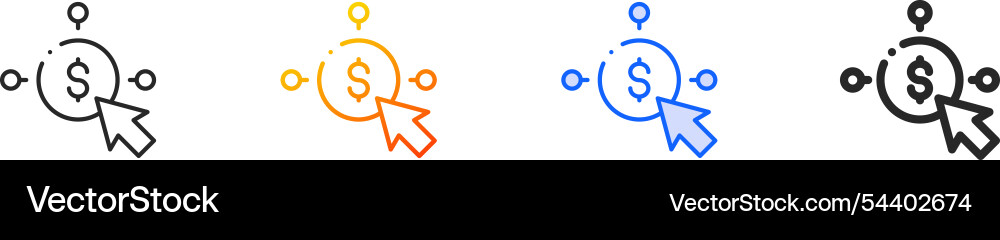 Pay per click iconthin linear gradient blue Vector Image