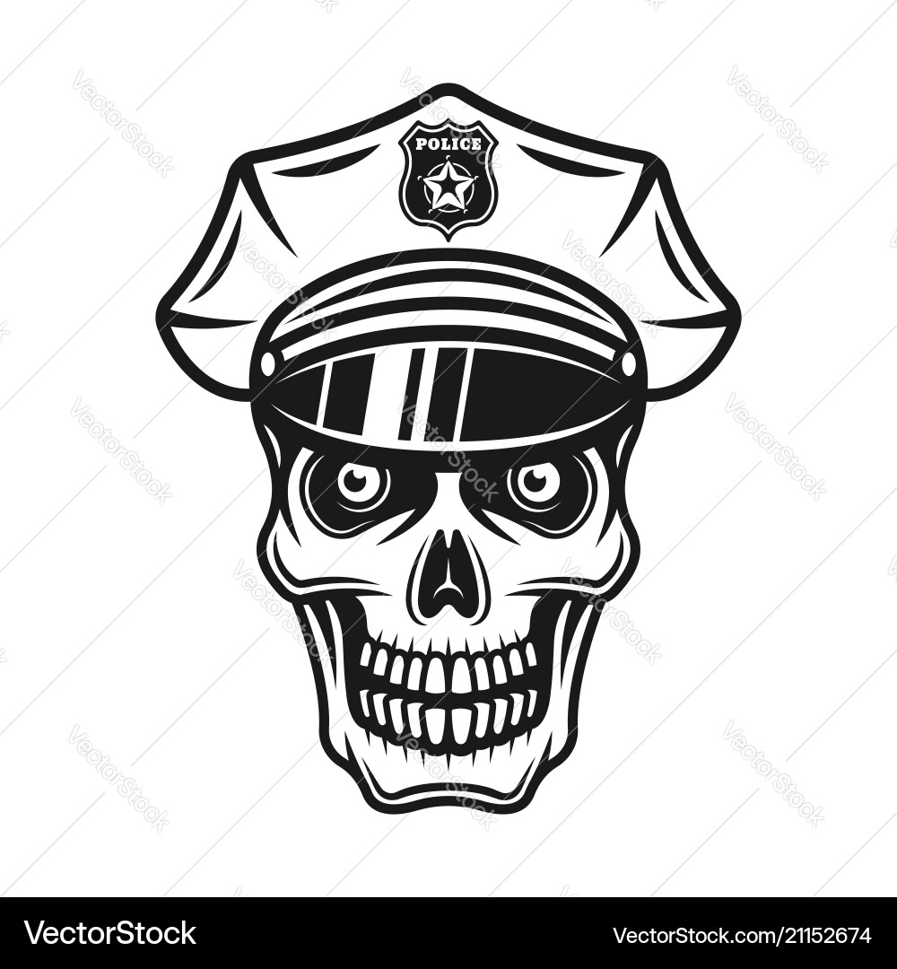 Police Skull - Vintage Style Vector Image