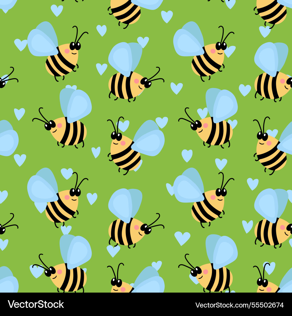 Seamless pattern with bees on color background Seamless pattern with bees on color background vector image