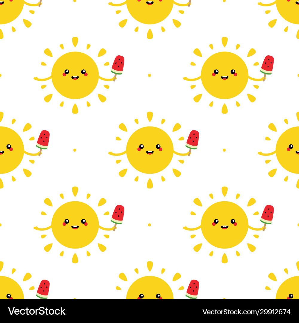 Seamless pattern with sun characters Vector Image