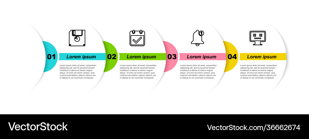 Set line floppy disk calendar with check mark Vector Image
