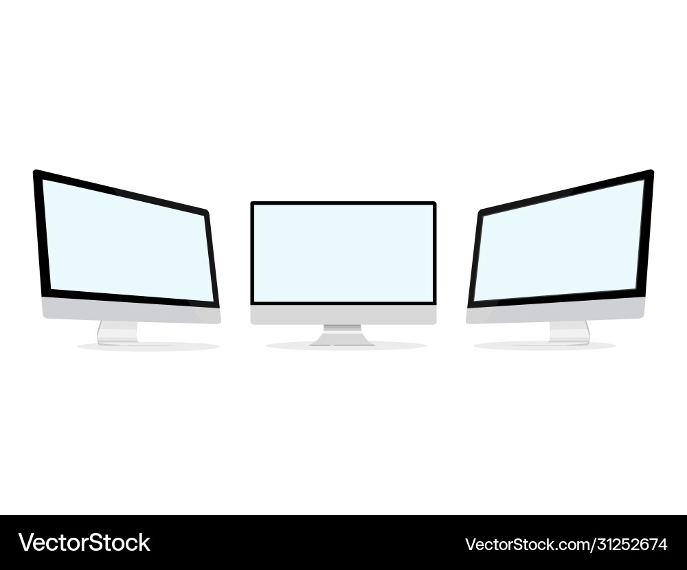 Three computer monitor with white display Vector Image