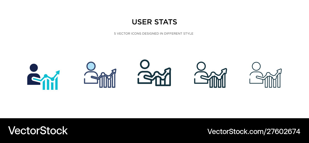 User stats icon in different style two colored User stats icon in different style two colored vector image