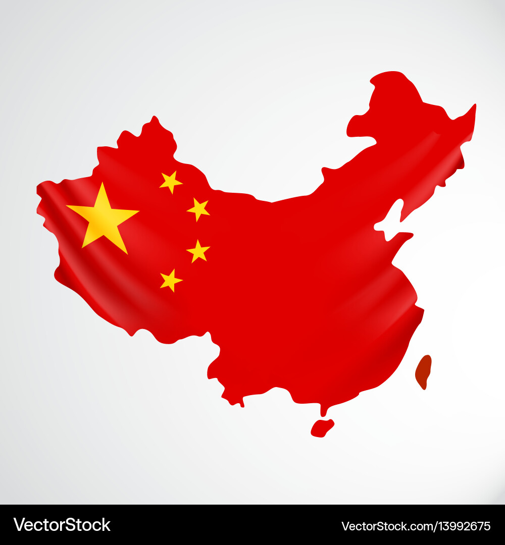 China flag in form of map people republic China flag in form of map people republic vector image