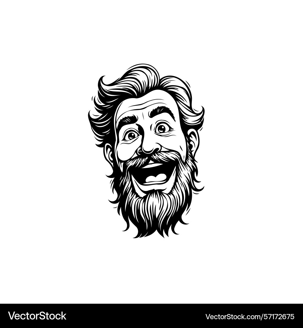 Expressive man with a beard dynamic portrait Vector Image