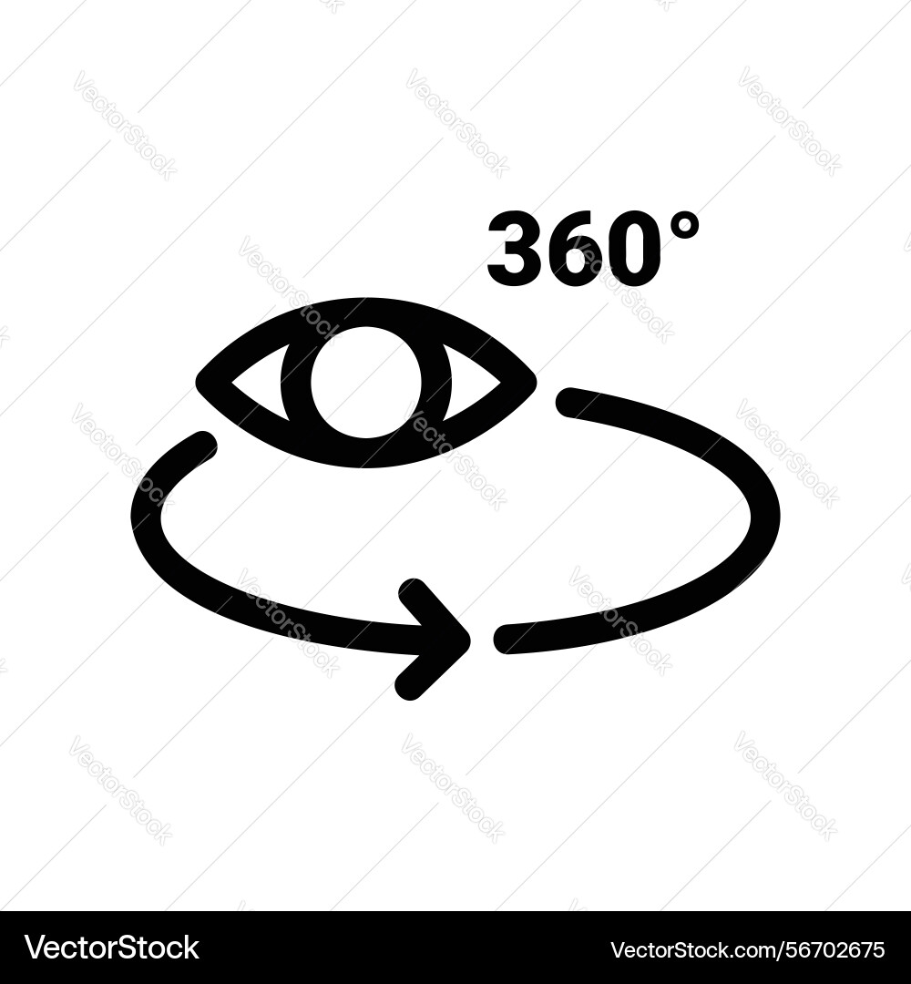 Eye icon with a circular arrow and 360 text Eye icon with a circular arrow and 360 text vector image