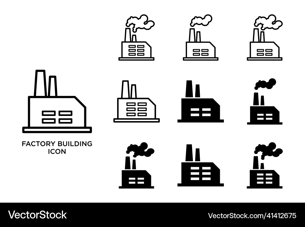 Factory building icon set design template Factory building icon set design template Vector Image