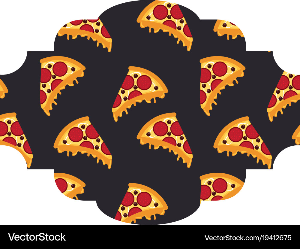 Frame with pizza pattern background Vector Image
