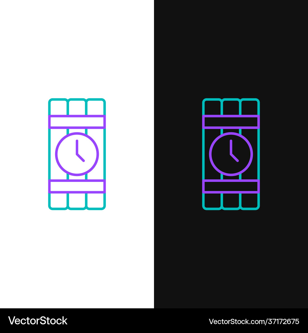 Line detonate dynamite bomb stick and timer clock Line detonate dynamite bomb stick and timer clock vector image