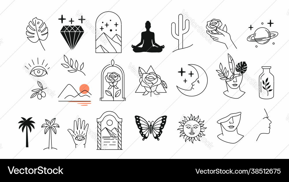 Linie mystische Set einfache handgezogene Logo-Icons Linie mystische Set einfache handgezogene Logo-Icons vektorbild