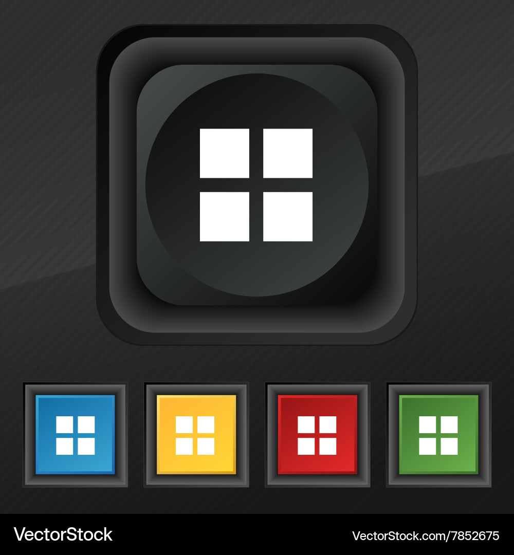 List menu app icon symbol set of five colorful vector image