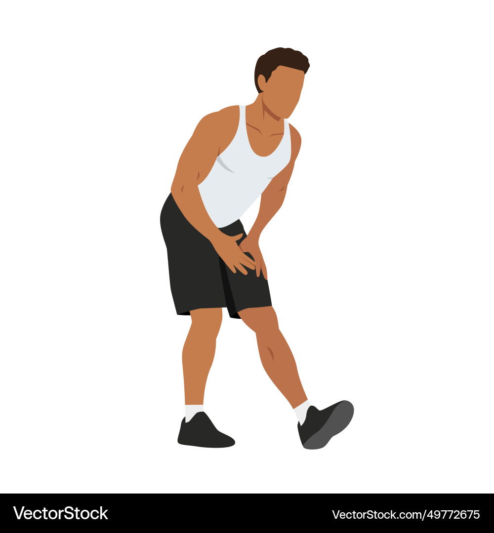 Man doing standing hamstring stretch exercise Man doing standing hamstring stretch exercise vector image