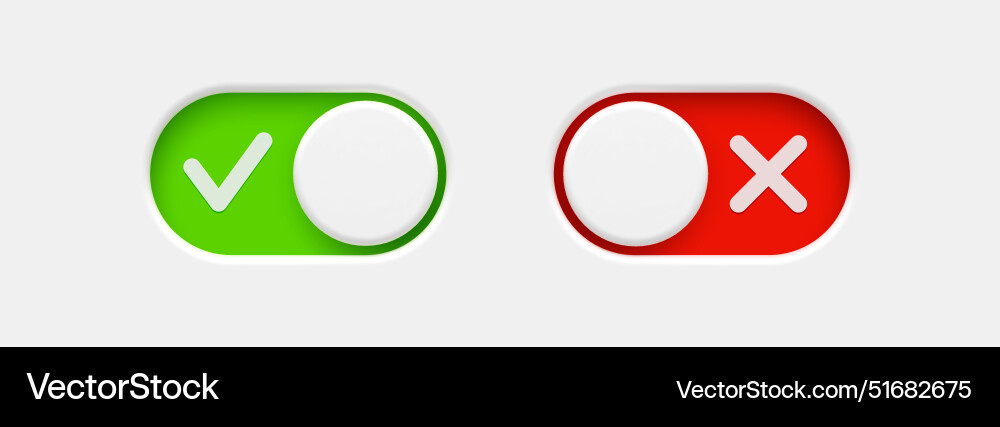On and off toggle switch buttons On and off toggle switch buttons vector image