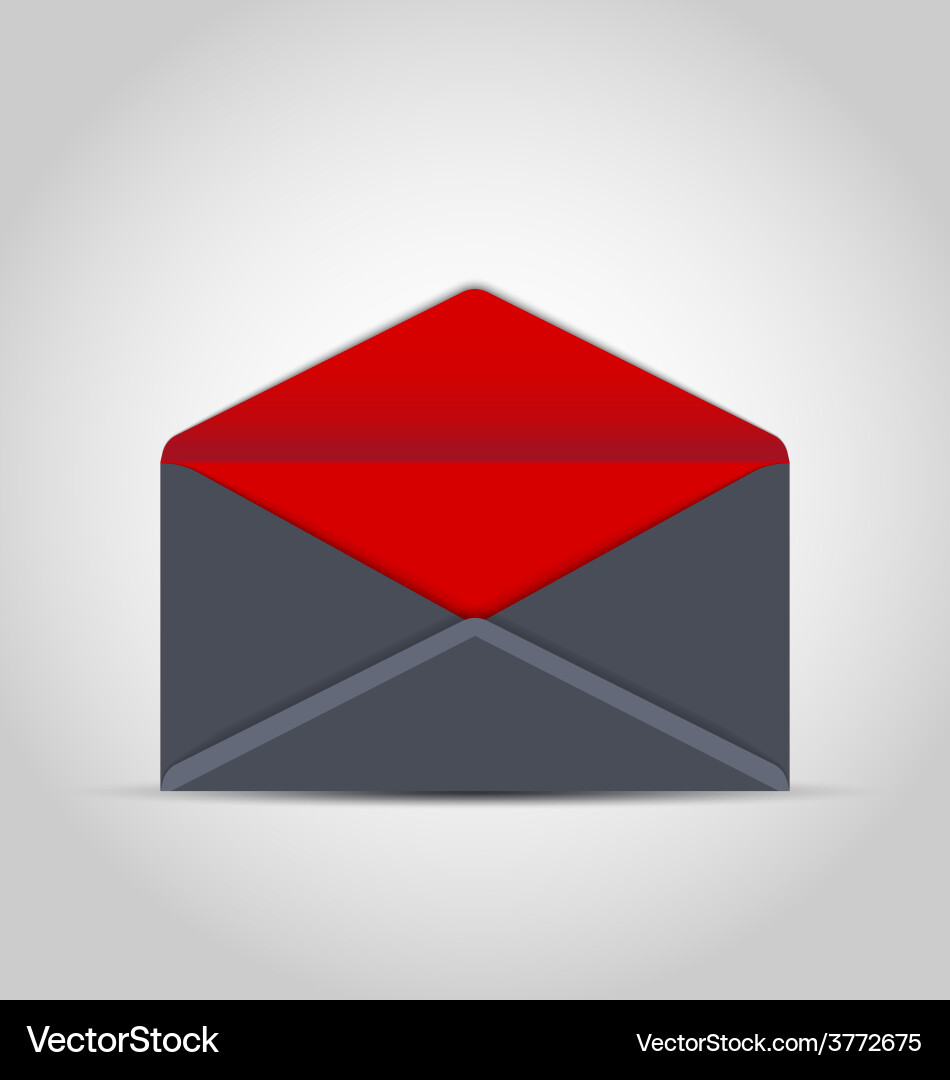 Open empty envelope with shadow on grey background vector image